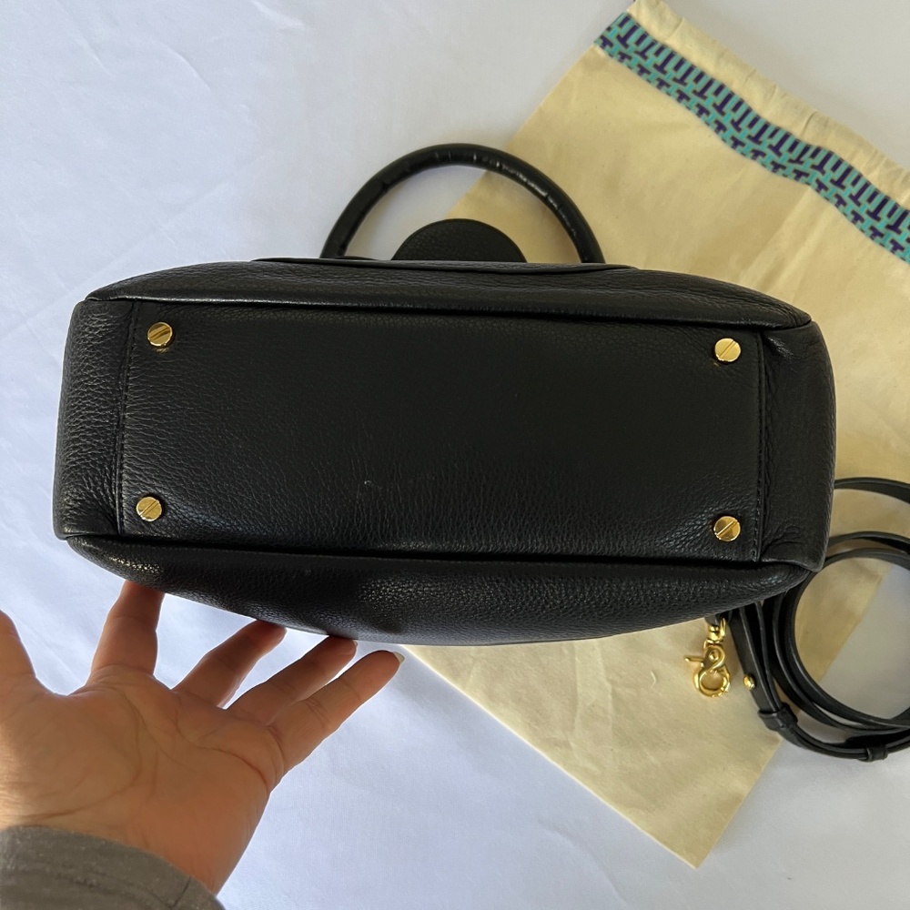 TORY BURCH Amanda Mini Satchel Black Pebbled Leather/Gold Logo Crossbody Bag - Picture 7 of 16